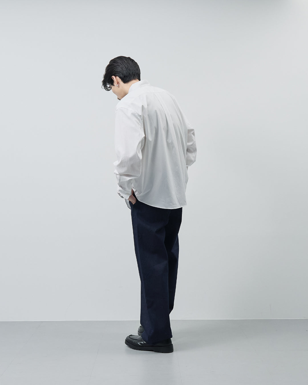 Relaxed Fit Regular Collar L/S Shirt -white-