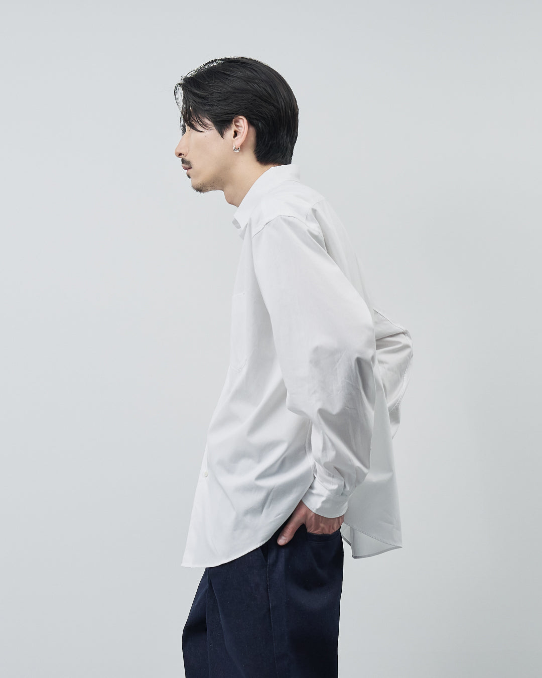Relaxed Fit Regular Collar L/S Shirt -white-