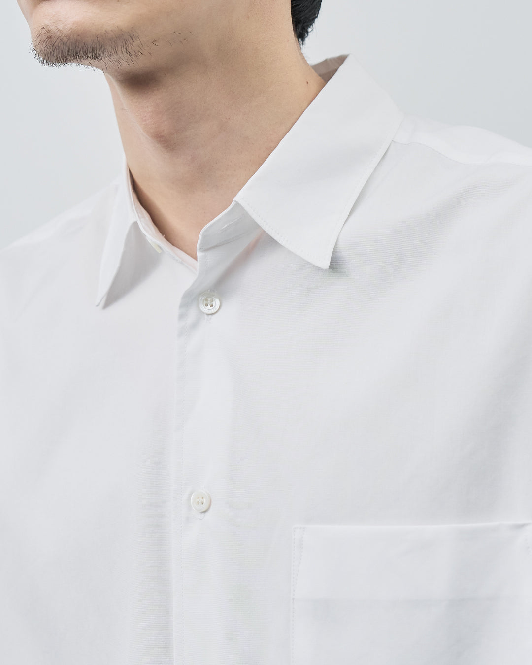 Relaxed Fit Regular Collar L/S Shirt -white-