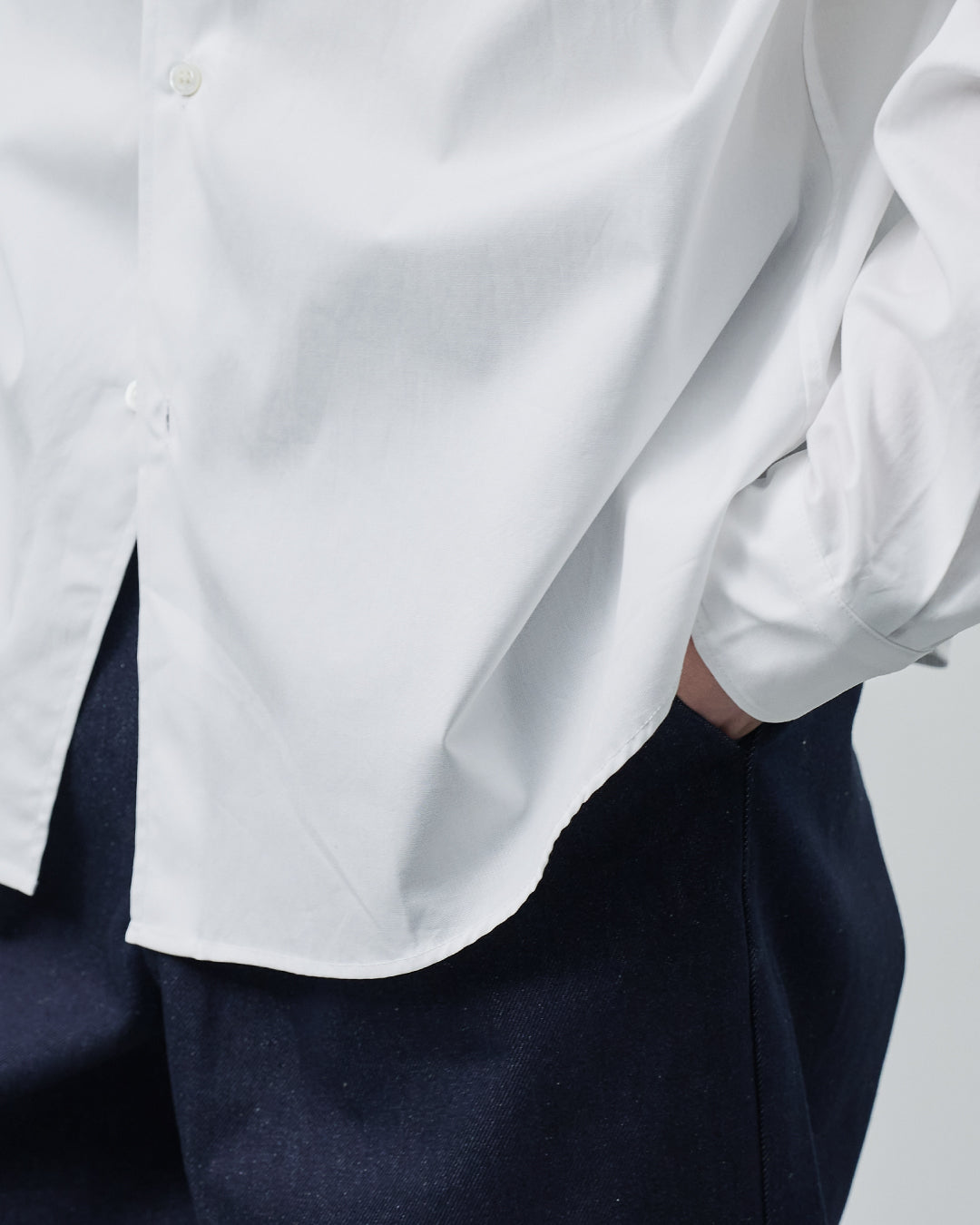 Relaxed Fit Regular Collar L/S Shirt -white-