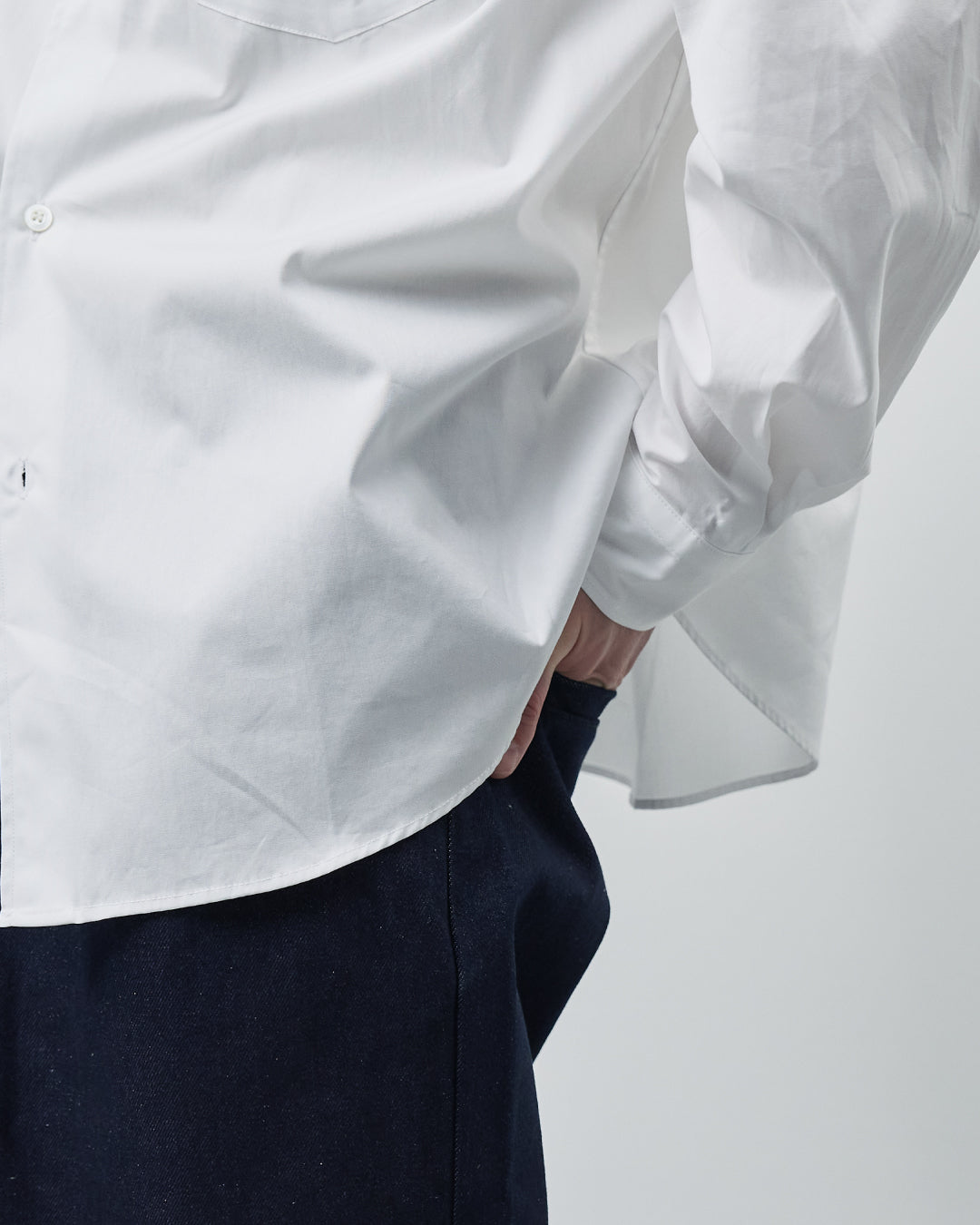 Relaxed Fit Regular Collar L/S Shirt -white-